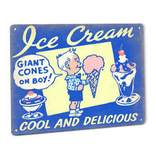 Ice Cream Sign Sugar Cone Cup Vintage 1950s Retro Frosty Style Fountain Art 149