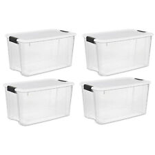 Sterilite 70 Qt Clear Plastic Stackable Storage Bin With Latching Lid 4 Pack