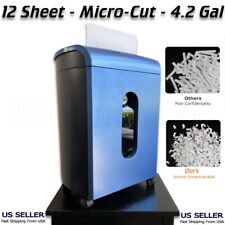 12 Sheet Micro Cut Paper Shredder Cd Dvd Credit Card Home 4 Gal Heavy Duty Blue