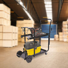 Black 2-tier Welding Trolly Cart W Wheels For Transporting And Storing Welders