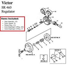 Victor Sr460a Acetylene Regulator Rebuildrepair Parts Kit 0790-0105