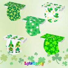 Face Mask St Patricks Day Green Clover Luck Leprechaun Surgical 3 Ply Adult Size