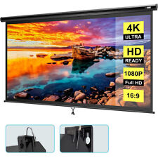 80 Projector Screen 169 Projection Hd Manual Pull Down Black Home Theater