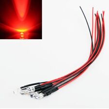 10x Red Led Light Single Bulb Pre-wired Light Emitting Diodes 12v Dc 5mm Bright