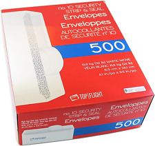 Business Envelopes Strip Seal Security Tinted White Heavy Paper 500 Count