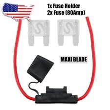 2pcs 80amp Maxi Blade Fuse With 1pc 8 Gauge Waterproof In-line Fuse Holder