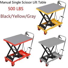 Hydraulic Lift Table Cart 500 Lbs Manual Single Scissor Lift Table 9 - 28.5