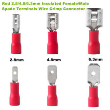 Vinyl Insulated Female Male Spade Terminals Wire Crimp Connectors 2.8 4.8 6.3mm