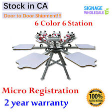 Manual 6 Color 6 Station Micro Registration Tshirt Screen Printing Press Machine