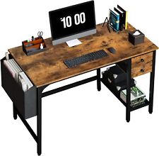 40 Inch Computer Desk With 2 Drawers Storage Shelves Work Table For Home Office