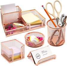Rose Gold Desk Organizer Set For Home Office Supplies And Accessories Includes