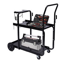 Black 2-tier Welding Trolly Cart W Wheels For Transporting And Storing Welders
