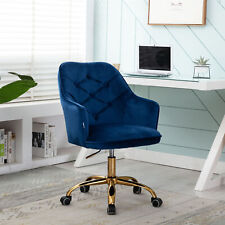 Office Chair Velvet Swivel Upholstered Chair 360 Degree Rolling Armchair