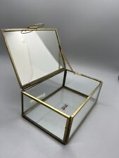 Golden Monroe Glass Display Box Jewelry Case With Hinged Mirror Top Lid Homart