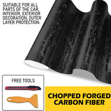 Chopped Forged Carbon Fiber Gloss Black Car Wrap Vinyl Roll Kit 59in X 11.8in