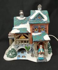 Log Cabin With Attached Bridge Over Stream Christmas Village House Home Building