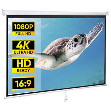 80 Inch Manual Pull Down Projector Screen 169 Home Movie Theater Display White