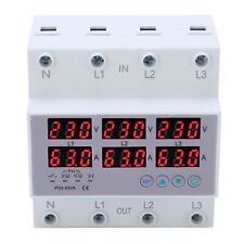 New 63a3 Phase Energy Meter Din Rail Power Factor Voltage Current Power Teste