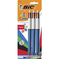 Bic 4-color Retractable Ballpoint Pen 1mm Black Blue Green Red Ink Blue Barrel