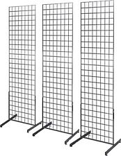 Gridwall Panel Tower With T-base Floorstanding Display Kit 3-pack Black 2x6