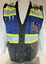 High Visibility Surveyor Three Tones Black Safety Vest Solid Front Mesh Back