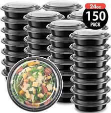 150 Pack 7 Round Lunch Boxes Plastic Meal Prep Food Storage Containers With Lid