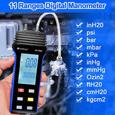 Digital Manometer Gas Pressure Gauge 2.000psi Data Record Time Display 11 Range