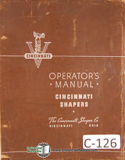 Cincinnati Shaper Operations Maintenance And Parts Manual 1951