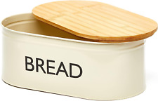 Premium Metal Bread Box With Bamboo Lid Stainless Steel Large Bread Bin Storage