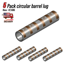5 Pack Compression Lug Brown 2 Awg Double End Open Circular Barrel Connector