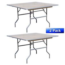 30 In Wood Square Folding Table 2 Pack Heavy Duty Party Event Office Reception