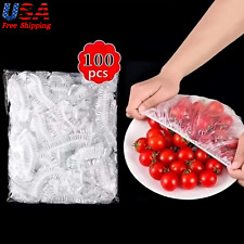 100pcs Plastic Food Cover Disposable Food Fresh-keeping Cover With Elastic Usa