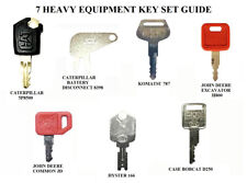 7 Heavy Equipment Ignition Keys Set Cat Case Jd Hitachi Hyster Komatsu Bobcat