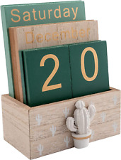Perpetual Calendar Wooden Calendar For Home Office Desk Accessories Vintage Woo