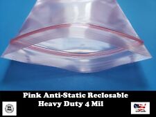 Anti Static Bag Pink Poly Zip Seal 4mil Reclosable Lock Top 2x356891213