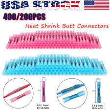 400200pcs 22-14 Awg Heat Shrink Butt Wire Splice Connectors Crimp Terminals