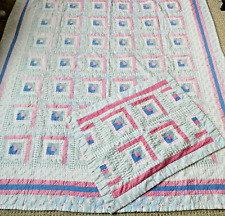 Arch Quilts Elmsford Ny Log Cabin Pastel Floral With Sham Twin 66x83 Handmade