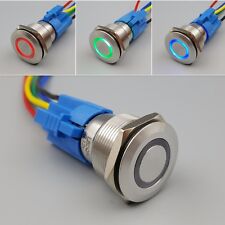 22mm Waterproof Stainless Steel 12v Led 5pin Latching Spdt Push Button Switch