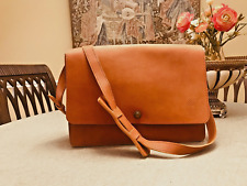 Parker Clay Tan Heavy Saddle Leather Briefcase Messenger Bag Postal Bag
