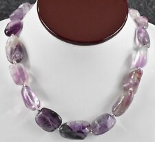 23 Sterling Silver 925 Free Form Genuine Purple Lavender Fluorite Bead Necklace