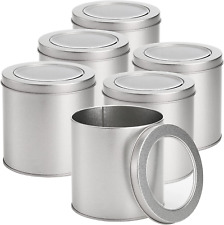 6 Pack Round Metal Tins Canister With Window Top Lid 17 Oz Tin Can Box Large