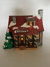 Dept 56 Snow Village Original Pinewood Log Cabin Vintage 1989 Lights With Box