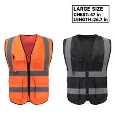 Safety Vest 5 Pockets High Visibility Reflective Stripes Working Security