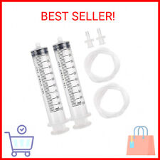 Depepe 2pcs 100ml Large Plastic Syringe With 2pcs 47in Handy Plastic Tubing And