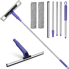 Window Squeegee With 2 Microfiber Pads 60 Inches Long Handle Rubber Floor