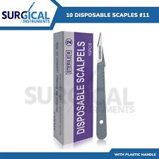 10 Pcs Disposable Sterile Surgical Scalpels 11 With Graduated Bp Handle Hi-q