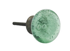 Green Glass Bubbles Drawer Cabinet Furniture Knobs Pulls Bronze Base