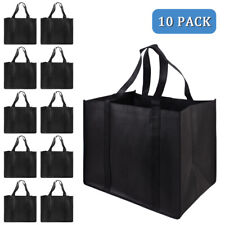 10 Pcs Reusable Grocery Bags Heavy Duty Shopping Bags Large Grocery Totes Black