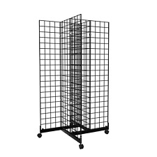 5 X 2 Wire Grid Panel Tower 4-way Grid Wall Display Rack With Rolling Base