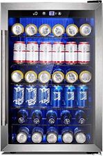 Beverage Refrigerator Cooler4.4cu.ft 145 Can Mini Fridge Glass Door Soda Beer